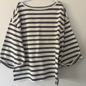 We The Free Black and White Striped Blouse